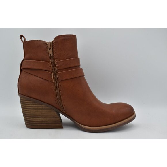 Korks by Kork Ease Womens Size 7 Heidi Block Heel Dark Tan PU Zip Booties Boots - Picture 6 of 10